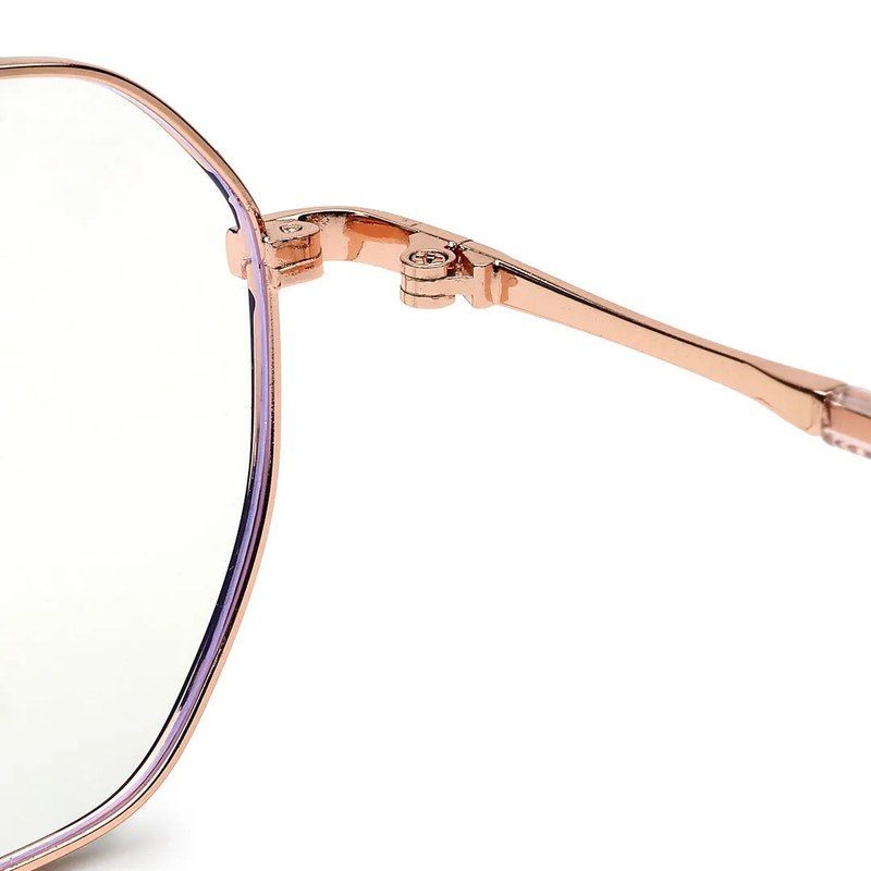 Dravon Golden Rose & Black Medium Full Rim Hexagonal Computer Glasses for Men & Women — Hashtag Eyewears