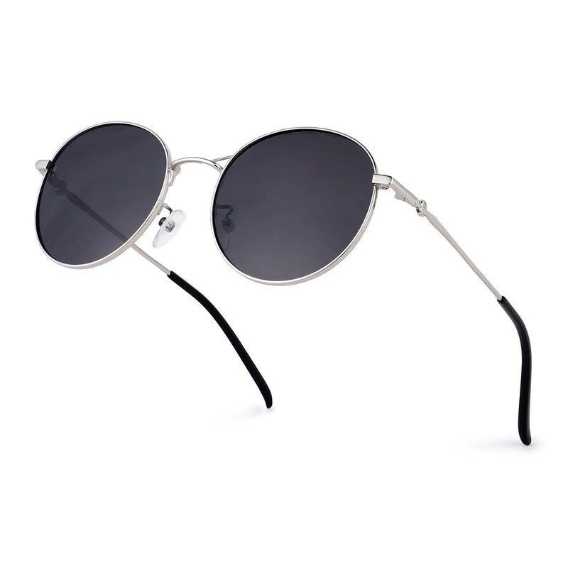 Dravyn Silver Medium Full Rim Round Sunglasses for Men & Women — Hashtag Eyewears