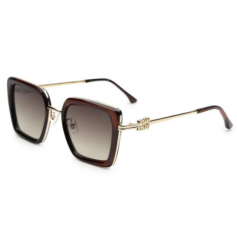 DuskDazzle Brown & Golden Large Full Rim Cateye Sunglasses for Women — Hashtag Eyewears