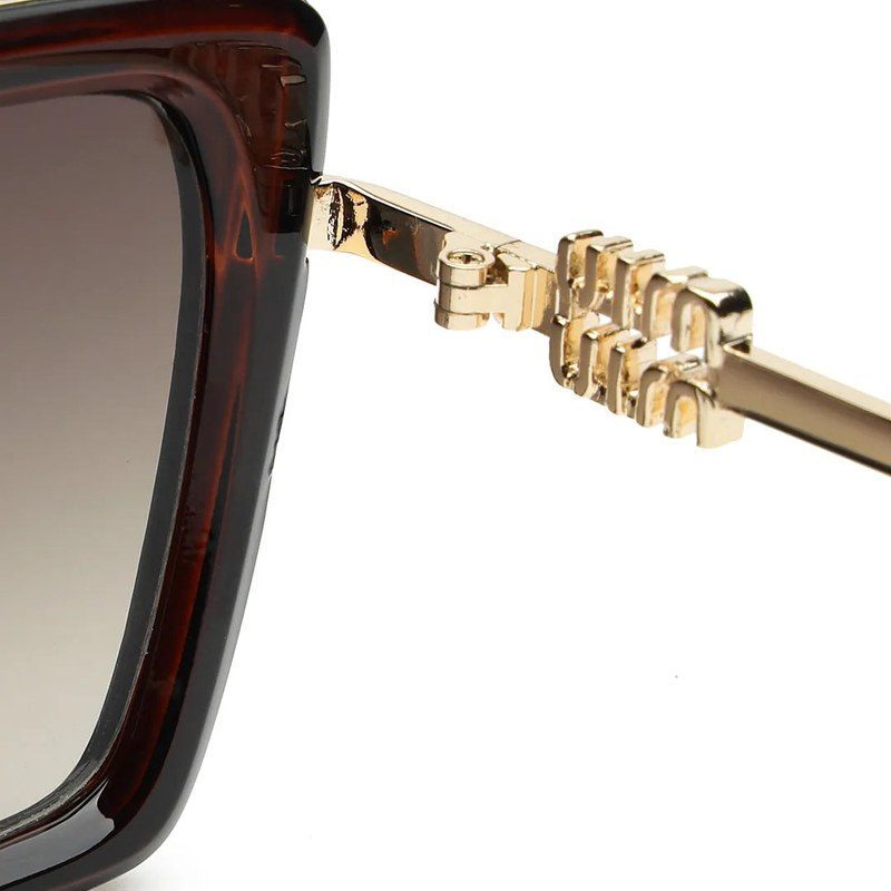 DuskDazzle Brown & Golden Large Full Rim Cateye Sunglasses for Women — Hashtag Eyewears