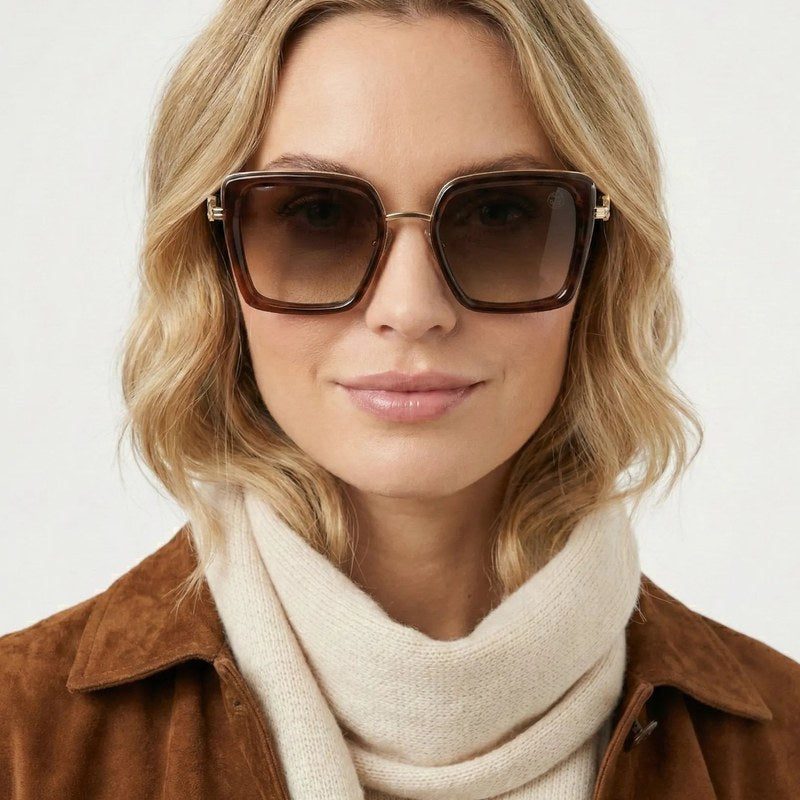 DuskDazzle Brown & Golden Large Full Rim Cateye Sunglasses for Women — Hashtag Eyewears