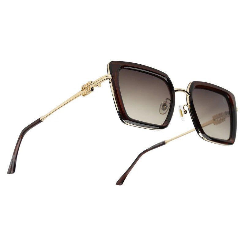 DuskDazzle Brown & Golden Large Full Rim Cateye Sunglasses for Women — Hashtag Eyewears