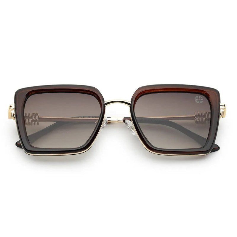 DuskDazzle Brown & Golden Large Full Rim Cateye Sunglasses for Women — Hashtag Eyewears