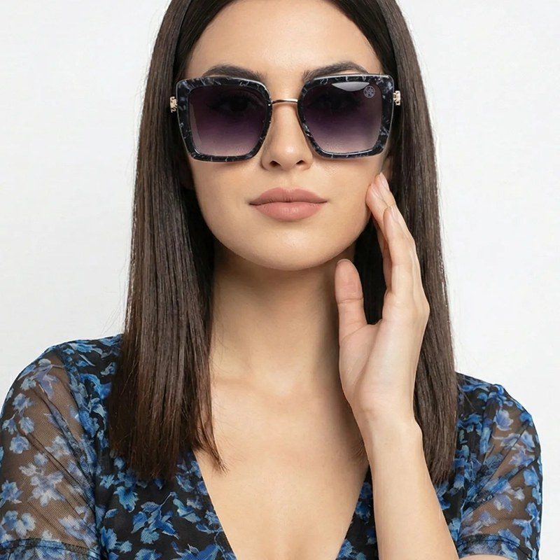 DuskDazzle Texture Black & Golden Large Full Rim Cateye Sunglasses for Women — Hashtag Eyewears