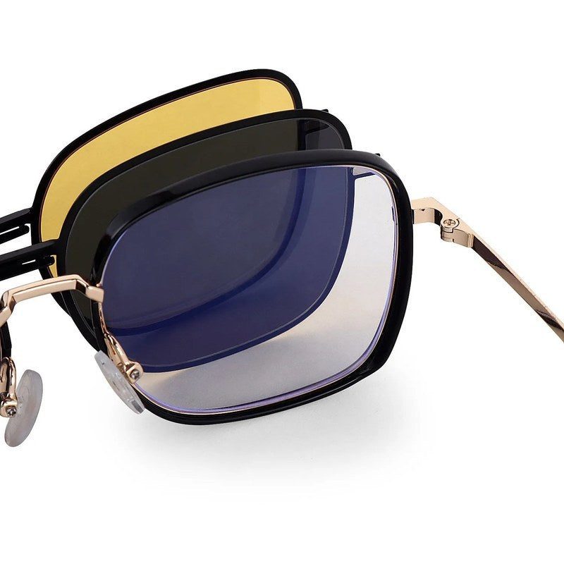 Duskra Golden & Black Large Full Rim Square Clip-on for Men & Women — Hashtag Eyewears