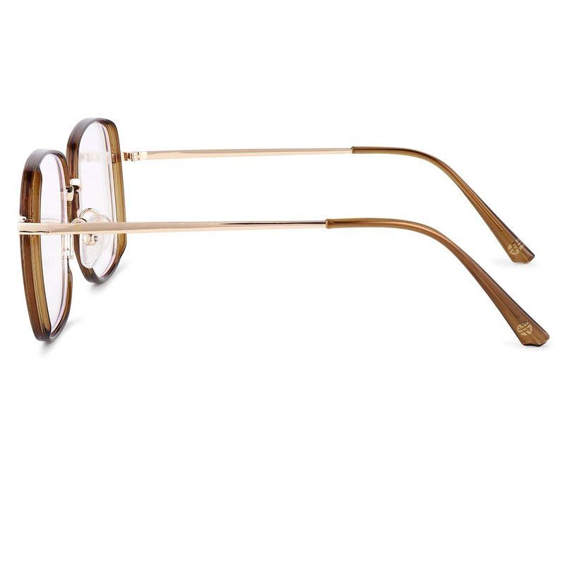 Duskra Golden & Brown Large Full Rim Square Clip-on for Men & Women — Hashtag Eyewears