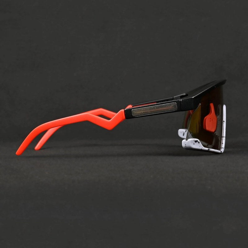 Eaga Black-Grey Texture Large Half Rim Shield Sports Sunglasses for Men & Women — Hashtag Eyewears