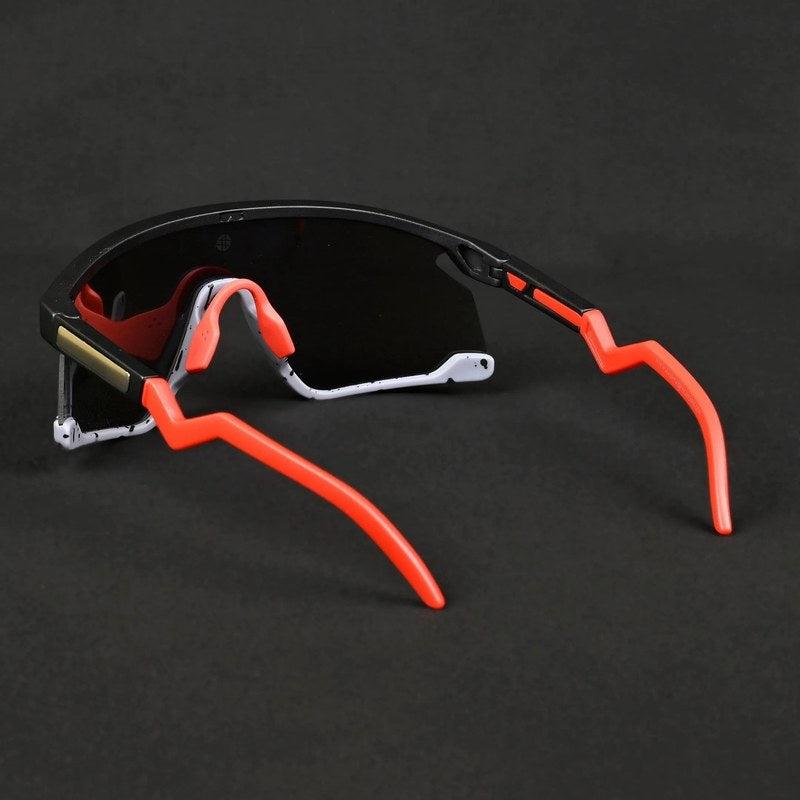 Eaga Black-Grey Texture Large Half Rim Shield Sports Sunglasses for Men & Women — Hashtag Eyewears