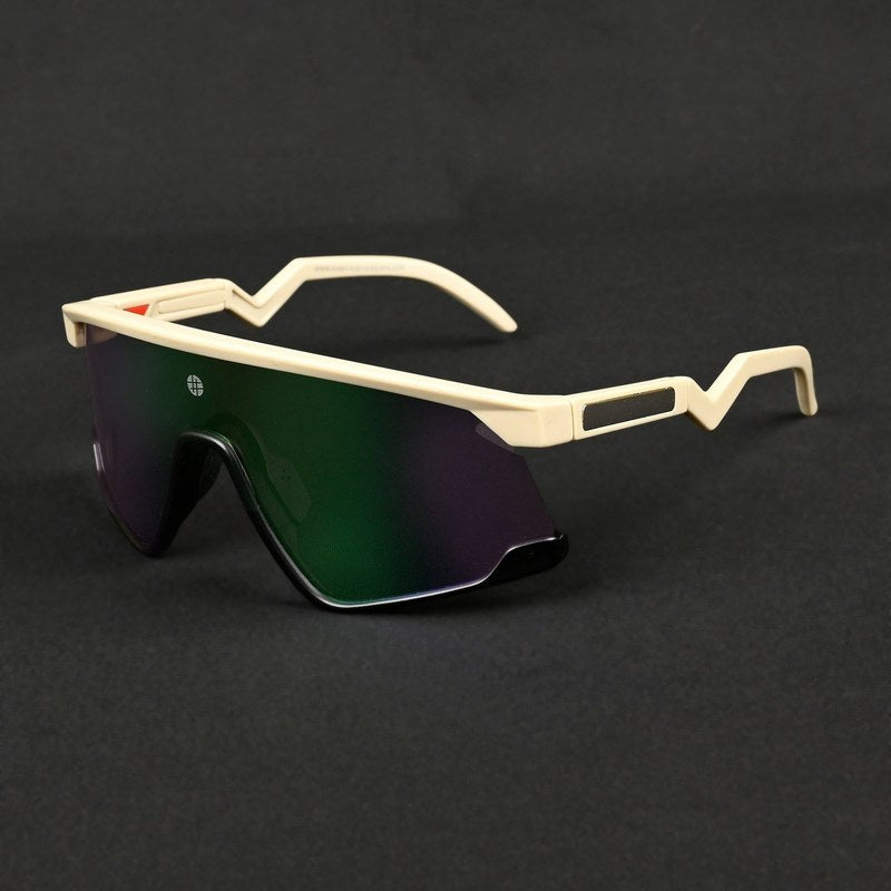 Eaga Cream Large Half Rim Shield Sports Sunglasses for Men & Women — Hashtag Eyewears