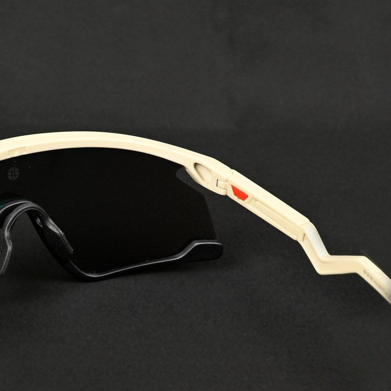 Eaga Cream Large Half Rim Shield Sports Sunglasses for Men & Women — Hashtag Eyewears