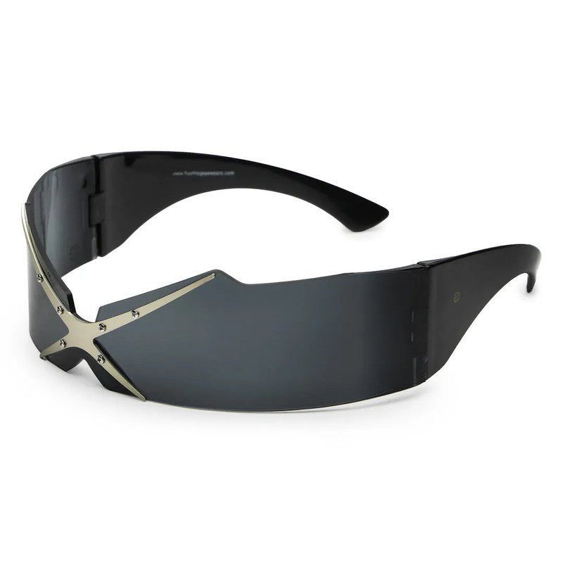 Eagle Black Medium Rim Less Shield Sunglasses for Men & Women — Hashtag Eyewears