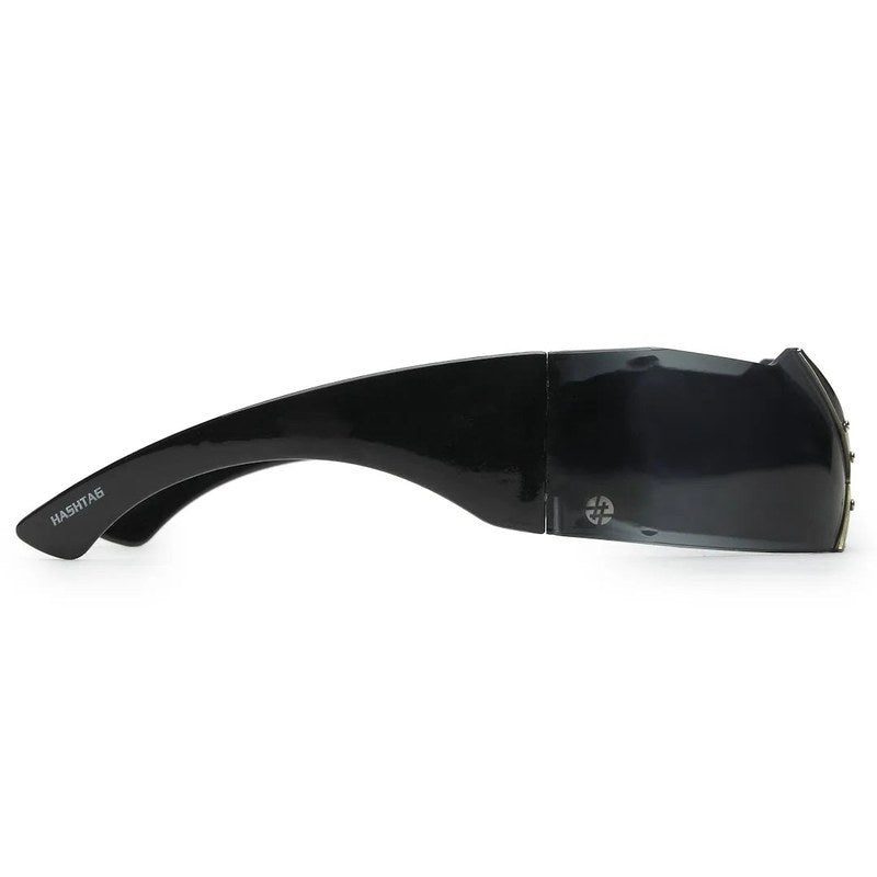 Eagle Black Medium Rim Less Shield Sunglasses for Men & Women — Hashtag Eyewears