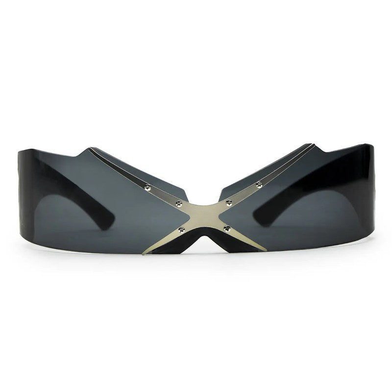 Eagle Black Medium Rim Less Shield Sunglasses for Men & Women — Hashtag Eyewears