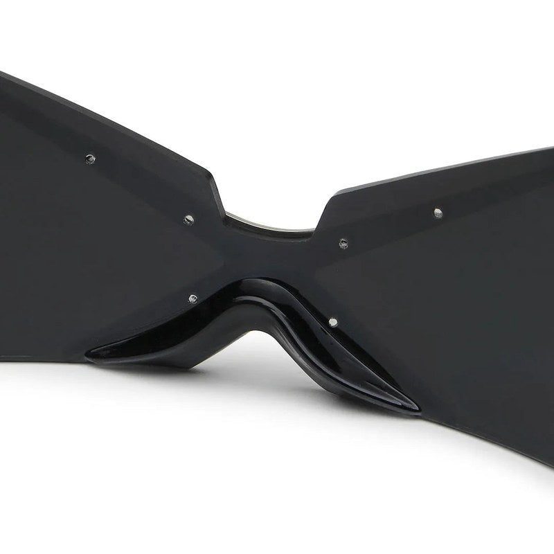 Eagle Silver-Black Medium Rim Less Shield Sunglasses for Men & Women — Hashtag Eyewears