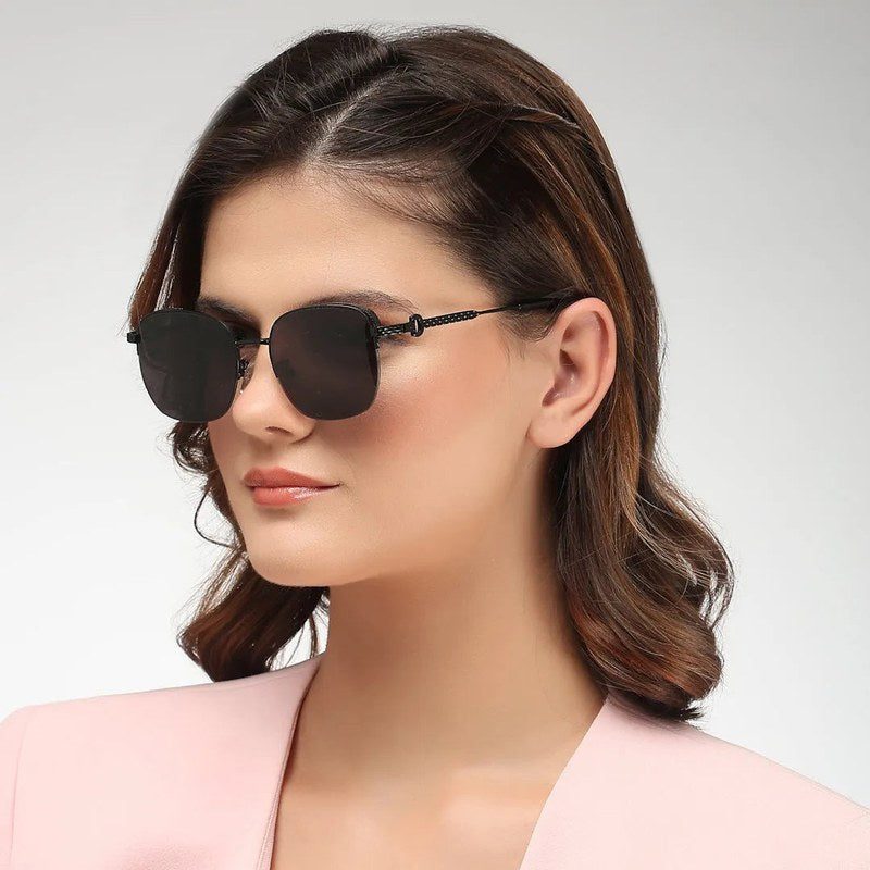 Eclipse Black Medium Full Rim Square Sunglasses for Women — Hashtag Eyewears