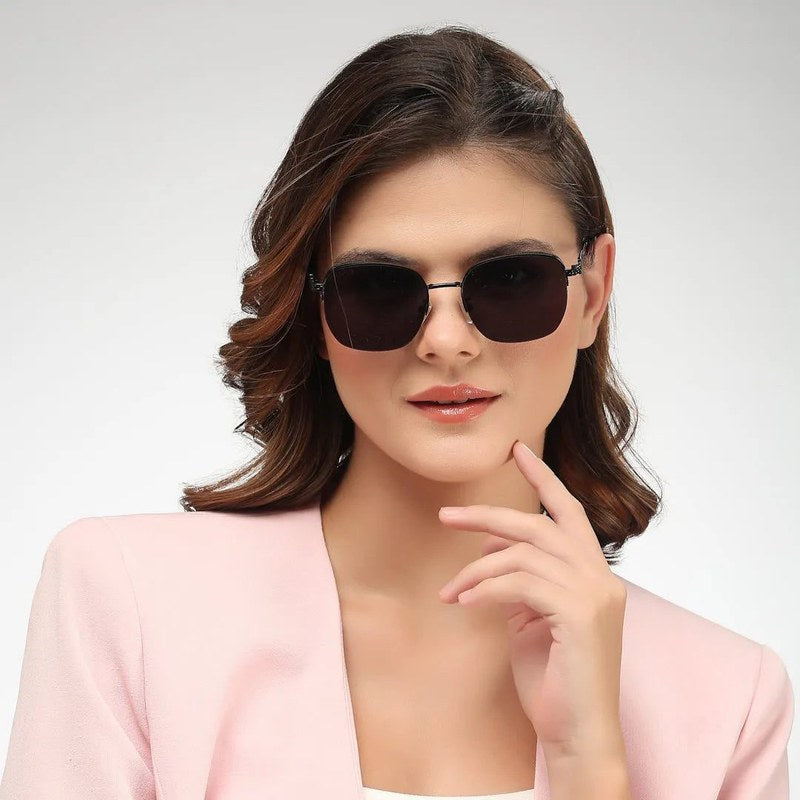 Eclipse Black Medium Full Rim Square Sunglasses for Women — Hashtag Eyewears
