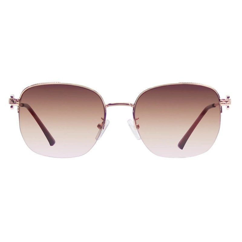 Eclipse Brown Medium Half Rim Square Sunglasses for Women — Hashtag Eyewears