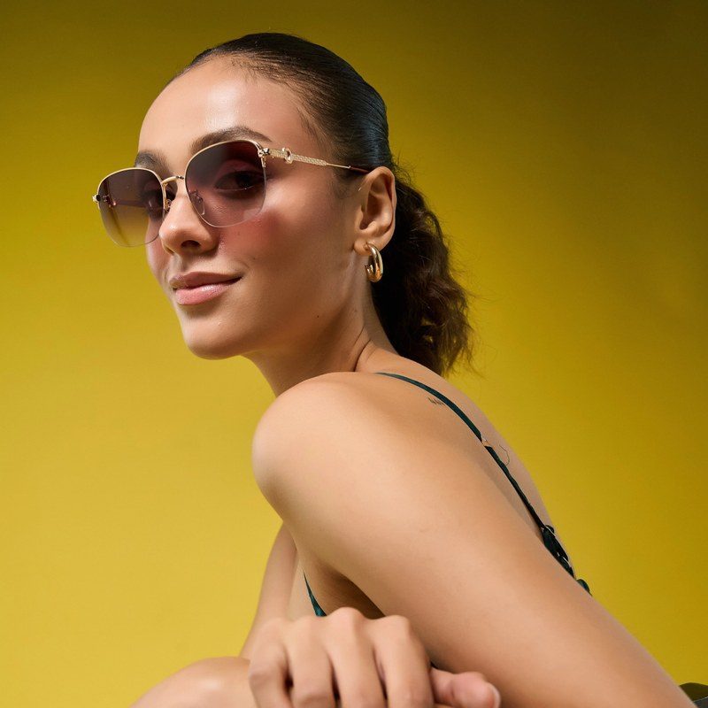 Eclipse Brown Medium Half Rim Square Sunglasses for Women — Hashtag Eyewears