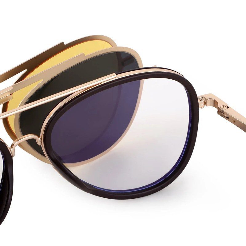 Eclipser Golden & Brown Medium Full Rim Aviator Clip-on for Men & Women — Hashtag Eyewears