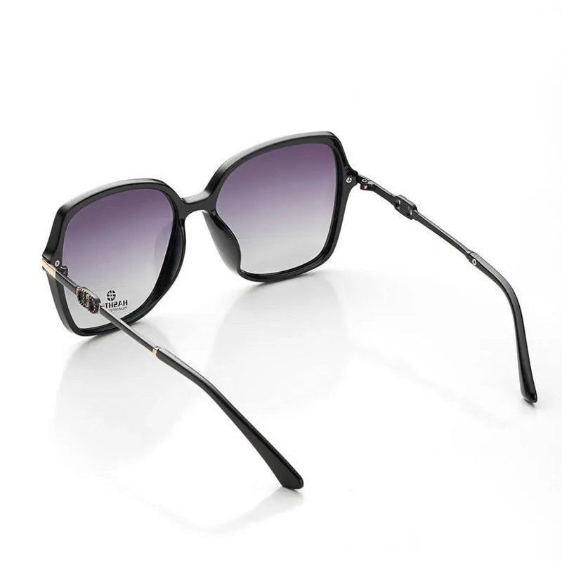 Eclipta Black Oversized Full Rim Rectangle Sunglasses for Women — Hashtag Eyewears