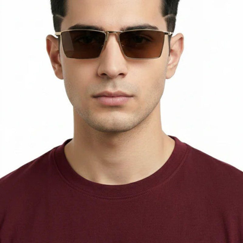 Elura Golden Medium Full Rim RECTANGLE Sunglasses for Men & Women — Hashtag Eyewears