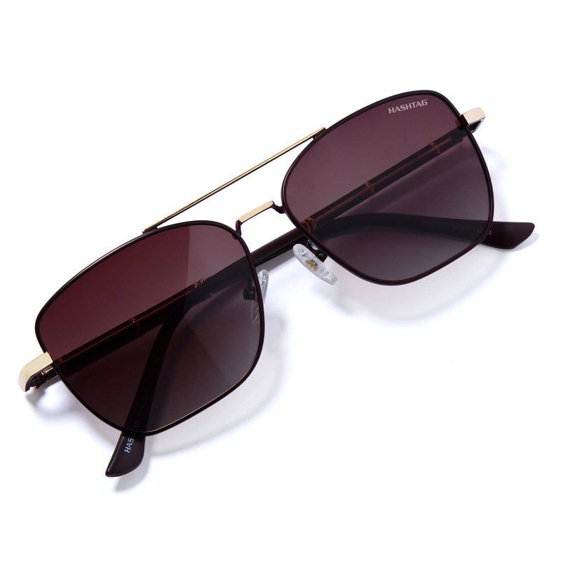 Enira Gradient Brown Large Full Rim RECTANGLE Sunglasses for Men & Women — Hashtag Eyewears