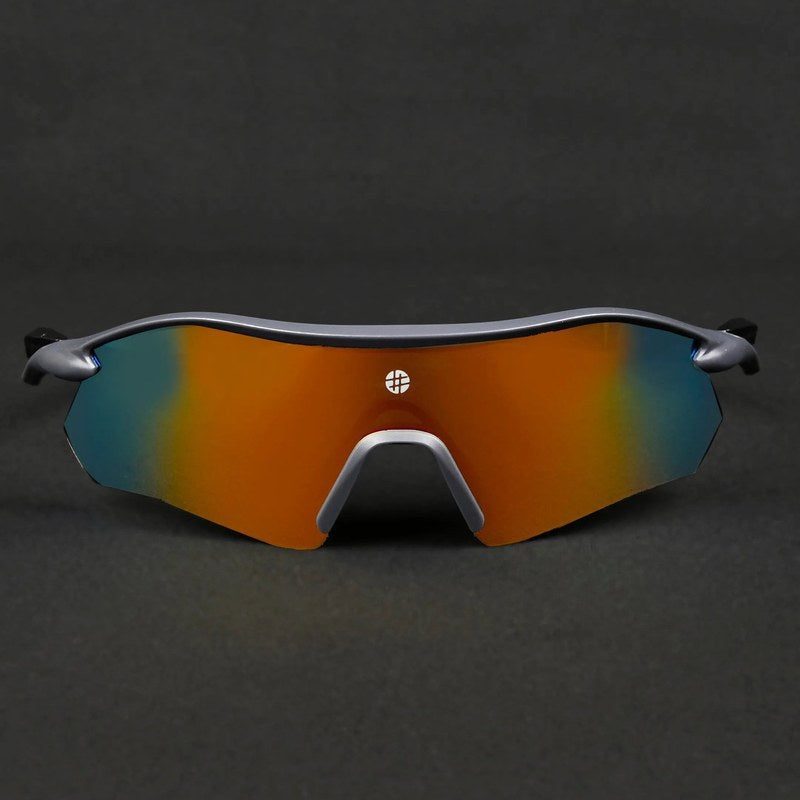 Falcon Grey Large Half Rim Shield Sports Sunglasses for Men & Women — Hashtag Eyewears