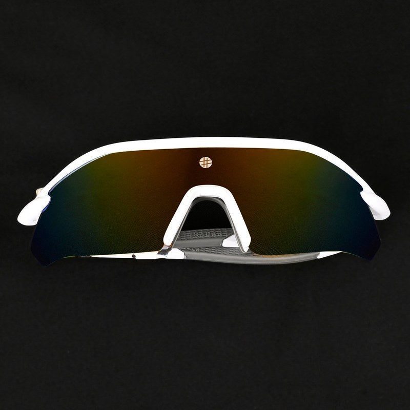 Falcon White Large Half Rim Shield Sports Sunglasses for Men & Women — Hashtag Eyewears