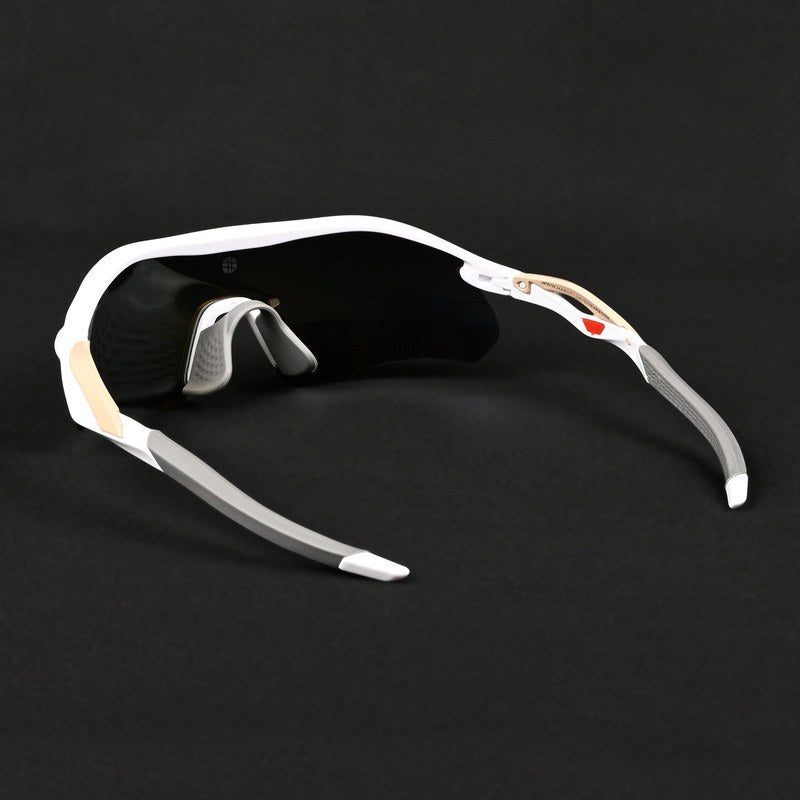 Falcon White Large Half Rim Shield Sports Sunglasses for Men & Women — Hashtag Eyewears