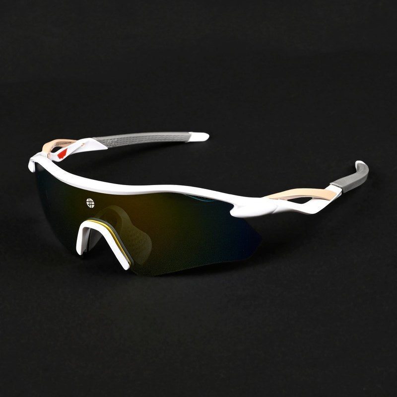 Falcon White Large Half Rim Shield Sports Sunglasses for Men & Women — Hashtag Eyewears