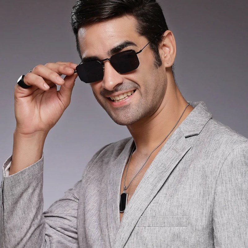 Feryn Black Medium Full Rim Rectangle Sunglasses for Men & Women — Hashtag Eyewears