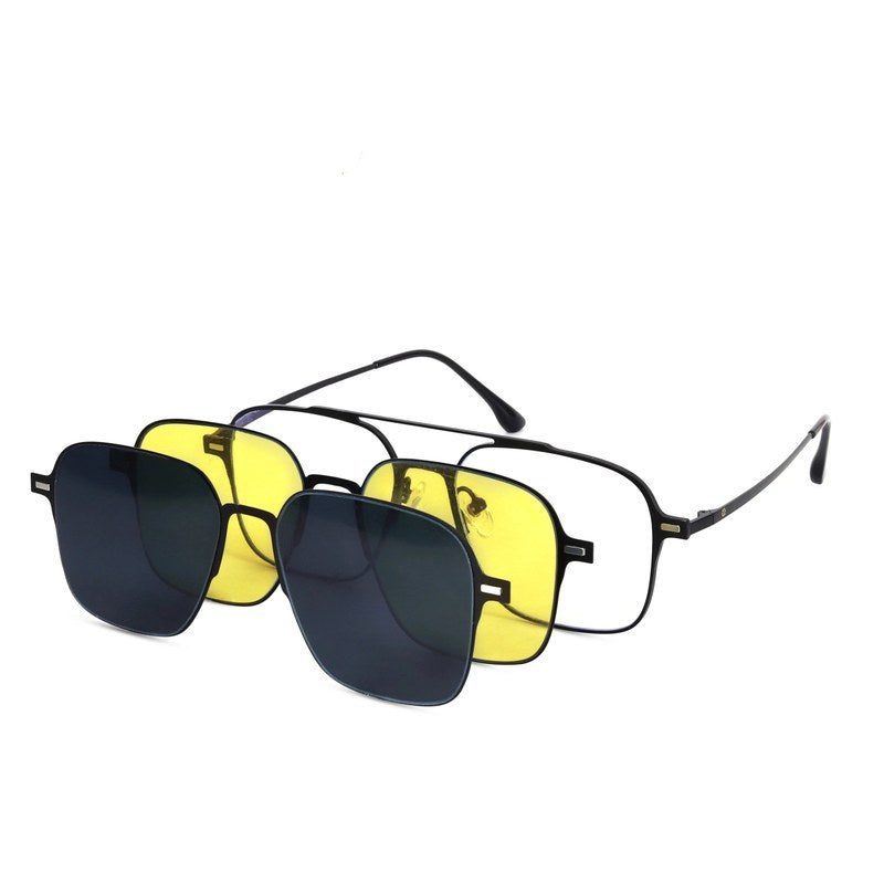Fluxon Black Large Full Rim Square Clip-on for Men & Women — Hashtag Eyewears