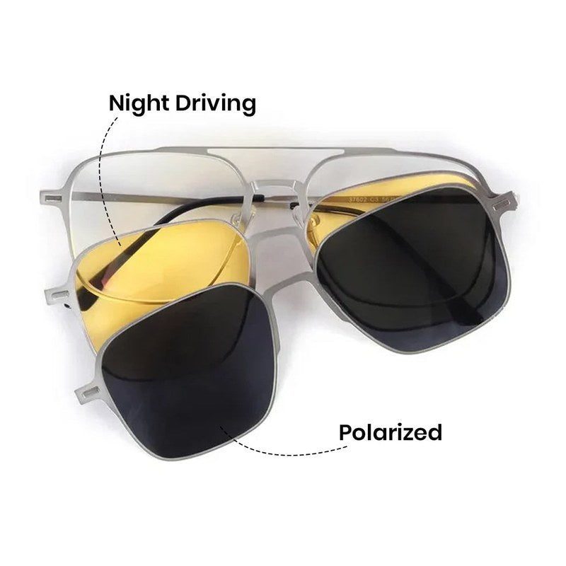 Fluxon Silver Large Full Rim Square Clip-on for Men & Women — Hashtag Eyewears