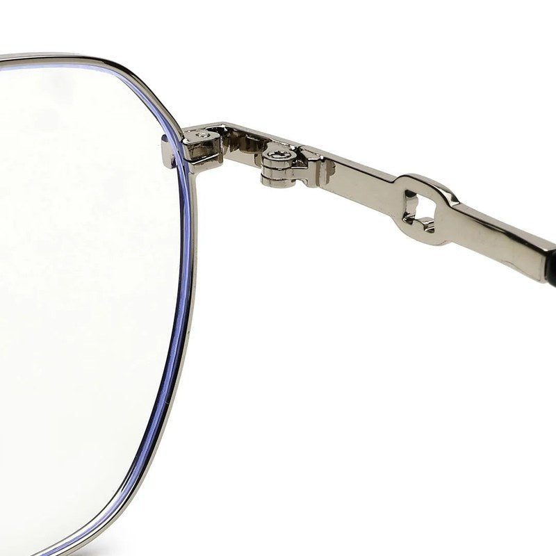Frostis Black & Silver Small Full Rim Hexagonal Computer Glasses for Men & Women — Hashtag Eyewears