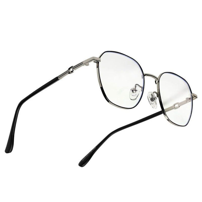 Frostis Black & Silver Small Full Rim Hexagonal Computer Glasses for Men & Women — Hashtag Eyewears