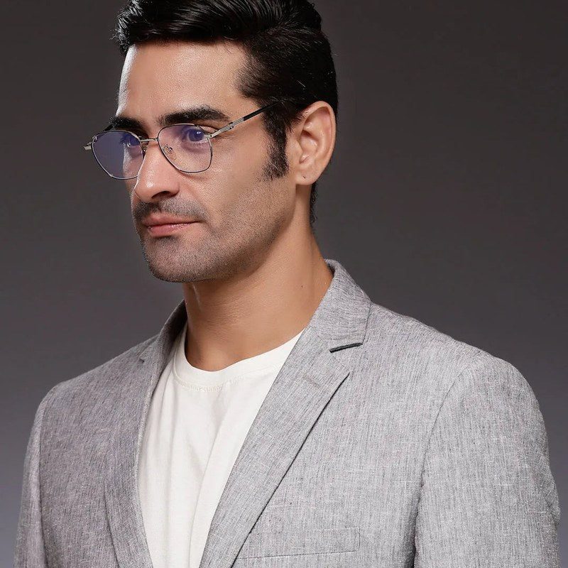 Frostis Black & Silver Small Full Rim Hexagonal Computer Glasses for Men & Women — Hashtag Eyewears