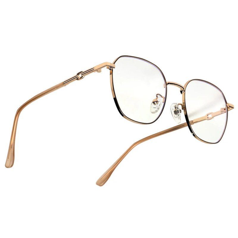 Frostis Golden Small Full Rim Hexagonal Computer Glasses for Men & Women — Hashtag Eyewears