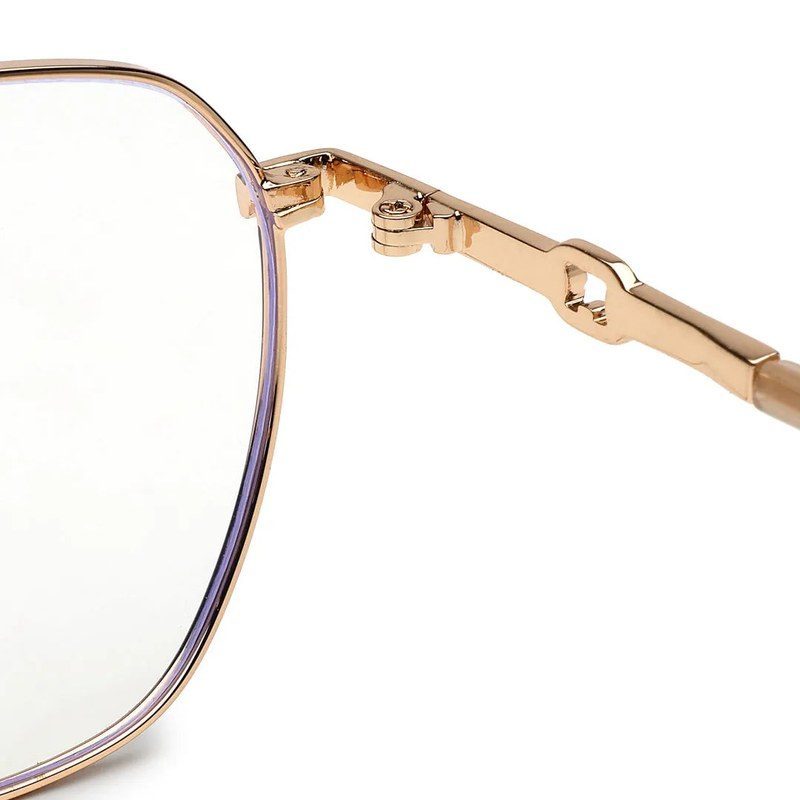 Frostis Golden Small Full Rim Hexagonal Computer Glasses for Men & Women — Hashtag Eyewears