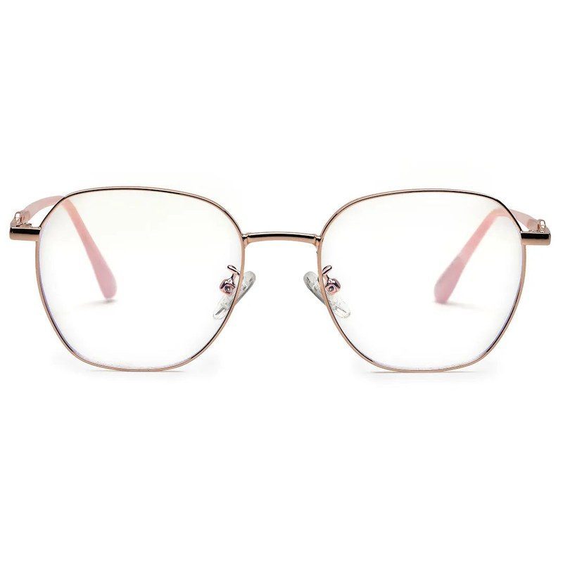 Frostis Rose Gold Small Full Rim Hexagonal Computer Glasses for Men & Women — Hashtag Eyewears