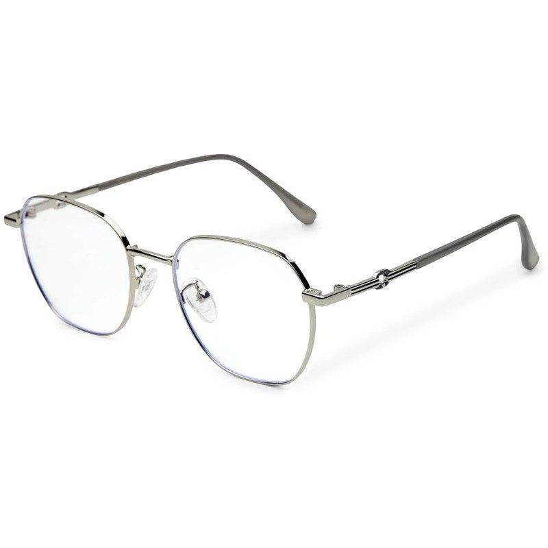 Frostis Silver Small Full Rim Hexagonal Computer Glasses for Men & Women — Hashtag Eyewears