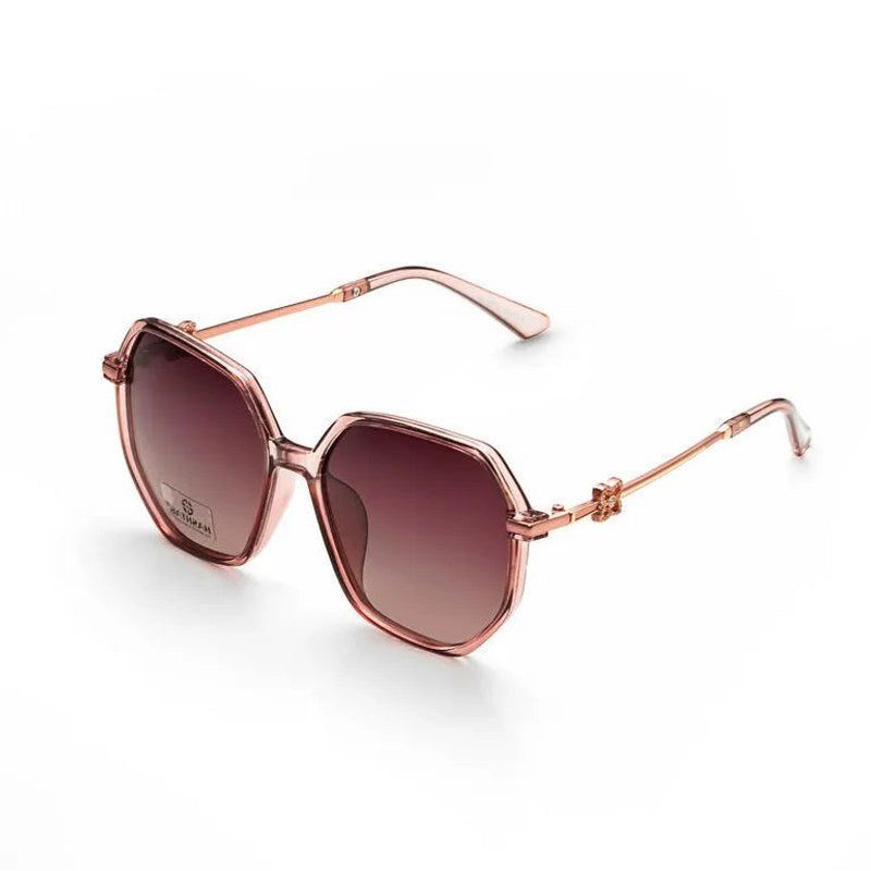 Fyreon Brown Large Full Rim Hexagonal Sunglasses for Women — Hashtag Eyewears