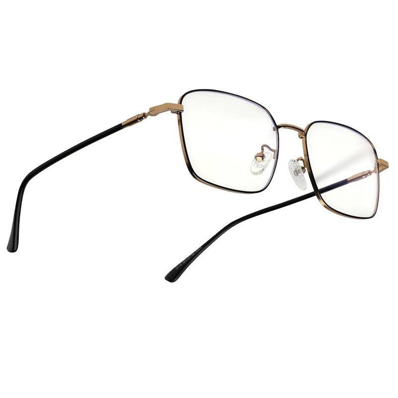 Fyrion Black & Gold Medium Full Rim RECTANGLE Computer Glasses for Men & Women — Hashtag Eyewears