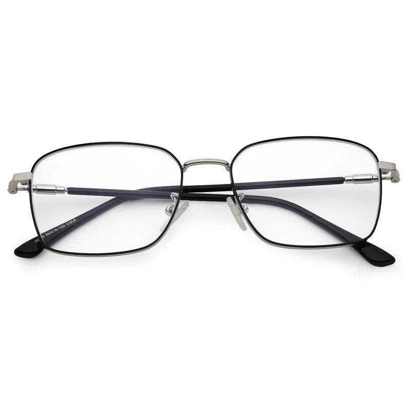 Fyrion Black & Silver Medium Full Rim RECTANGLE Computer Glasses for Men & Women — Hashtag Eyewears