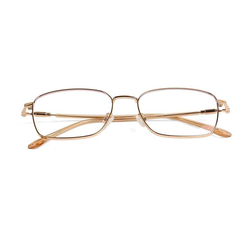 Fyrion Golden Medium Full Rim RECTANGLE Computer Glasses for Men & Women — Hashtag Eyewears