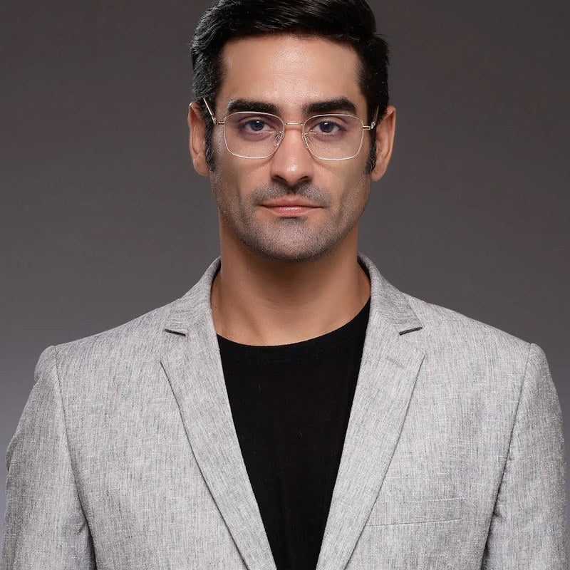 Fyrion Golden Medium Full Rim RECTANGLE Computer Glasses for Men & Women — Hashtag Eyewears