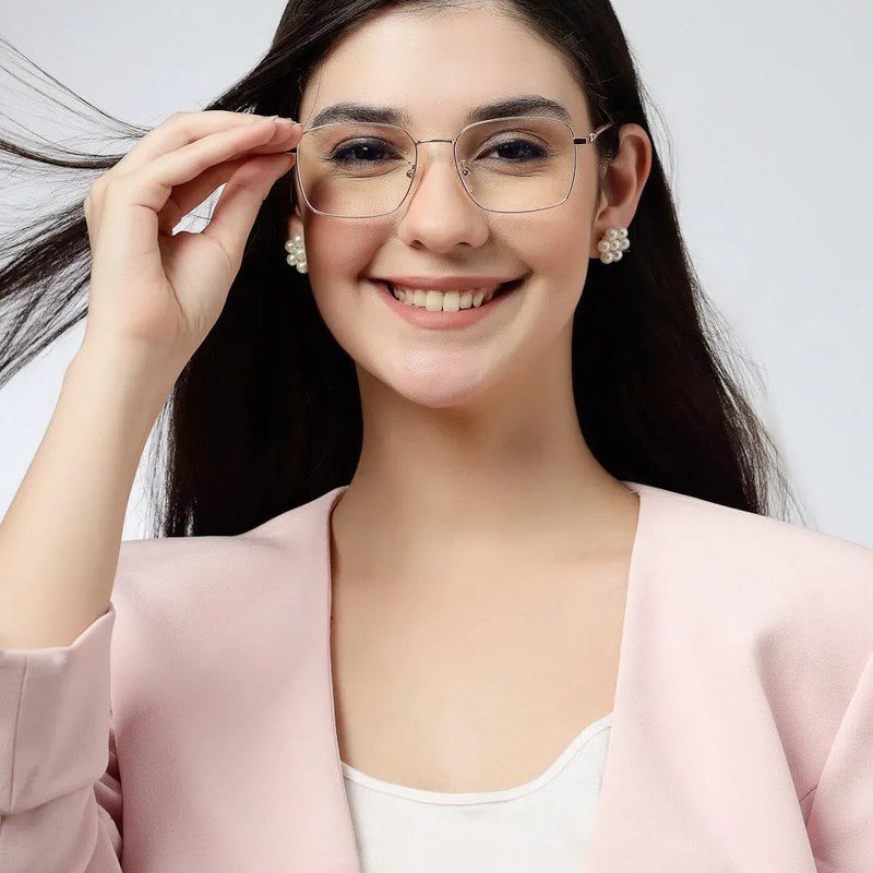 Fyrion Rose Gold Medium Full Rim RECTANGLE Computer Glasses for Men & Women — Hashtag Eyewears