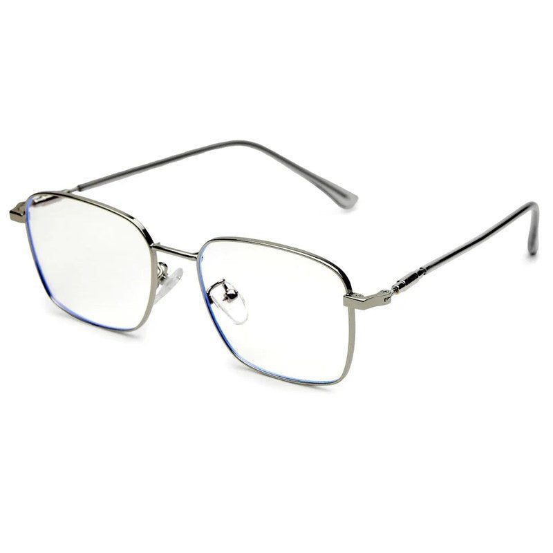 Fyrion Silver Medium Full Rim RECTANGLE Computer Glasses for Men & Women — Hashtag Eyewears
