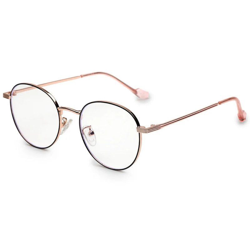 Galveris Black & Rose Gold Small Full Rim Round Computer Glasses for Men & Women — Hashtag Eyewears