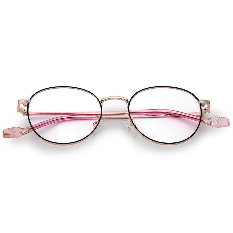 Galveris Black & Rose Gold Small Full Rim Round Computer Glasses for Men & Women — Hashtag Eyewears