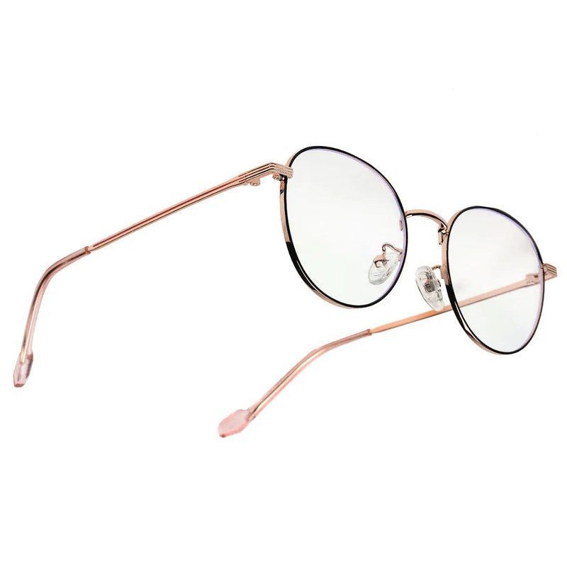 Galveris Black & Rose Gold Small Full Rim Round Computer Glasses for Men & Women — Hashtag Eyewears